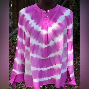 J CREW sM 💯silk top-pretty orchid color w/tie dye-looks NEW! Beautiful